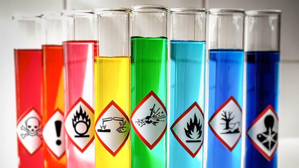 Aligned Chemical Danger pictograms – Explosive Chemical Danger